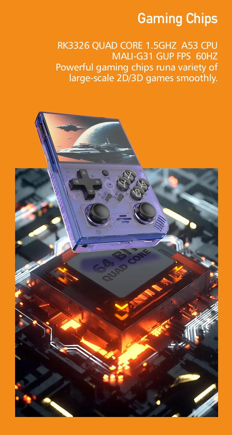 2025 New R35Plus Retro Handheld Game Console 3.5 Inch HD Video Game Console Linux System 64GB Portable Pocket Video Player