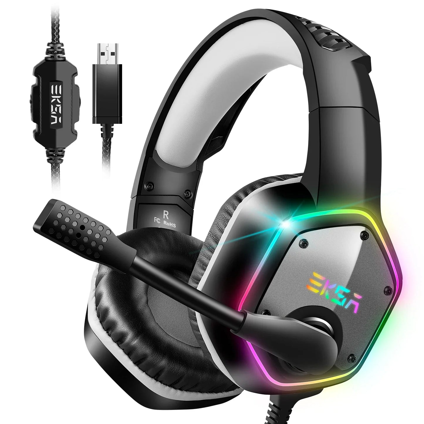 EKSA E1000 Wired Gaming Headphones Esports Headset 7.1 Surround Sound Hyperclear Cardioid Mic For PS4 PS5 Xbox Laptop