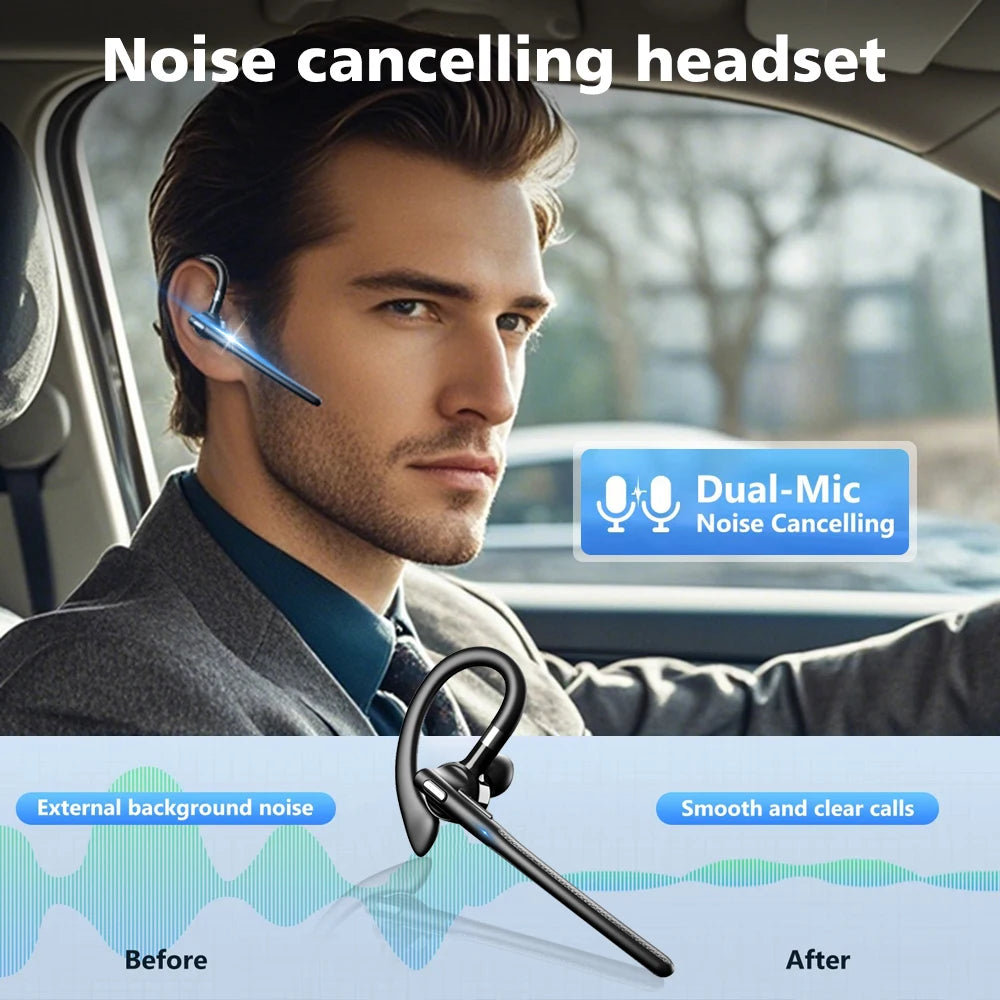 Bluetooth Earphones Hanging Ear Wireless Headphones Hands-free ENC Noise Reduction Driving Headset Single Ear Business Headset