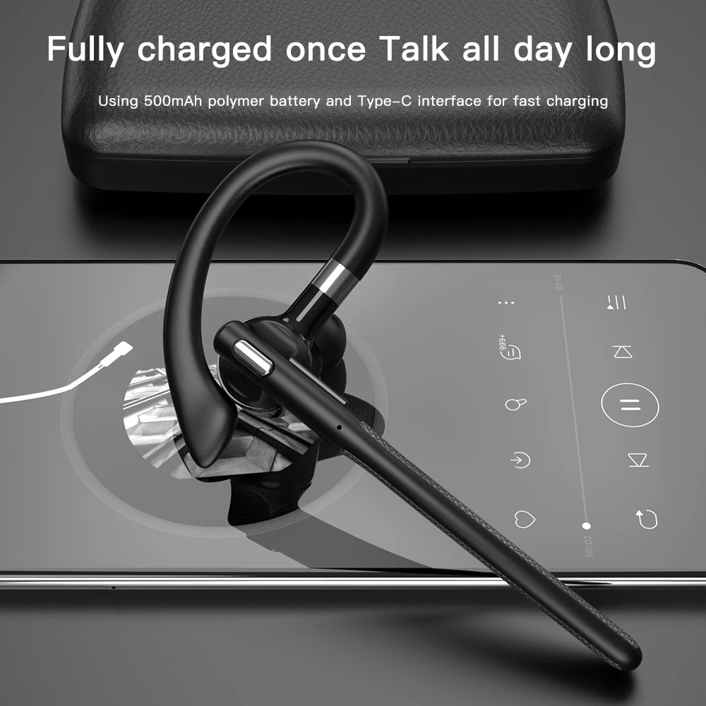 Bluetooth Earphones Hanging Ear Wireless Headphones Hands-free ENC Noise Reduction Driving Headset Single Ear Business Headset