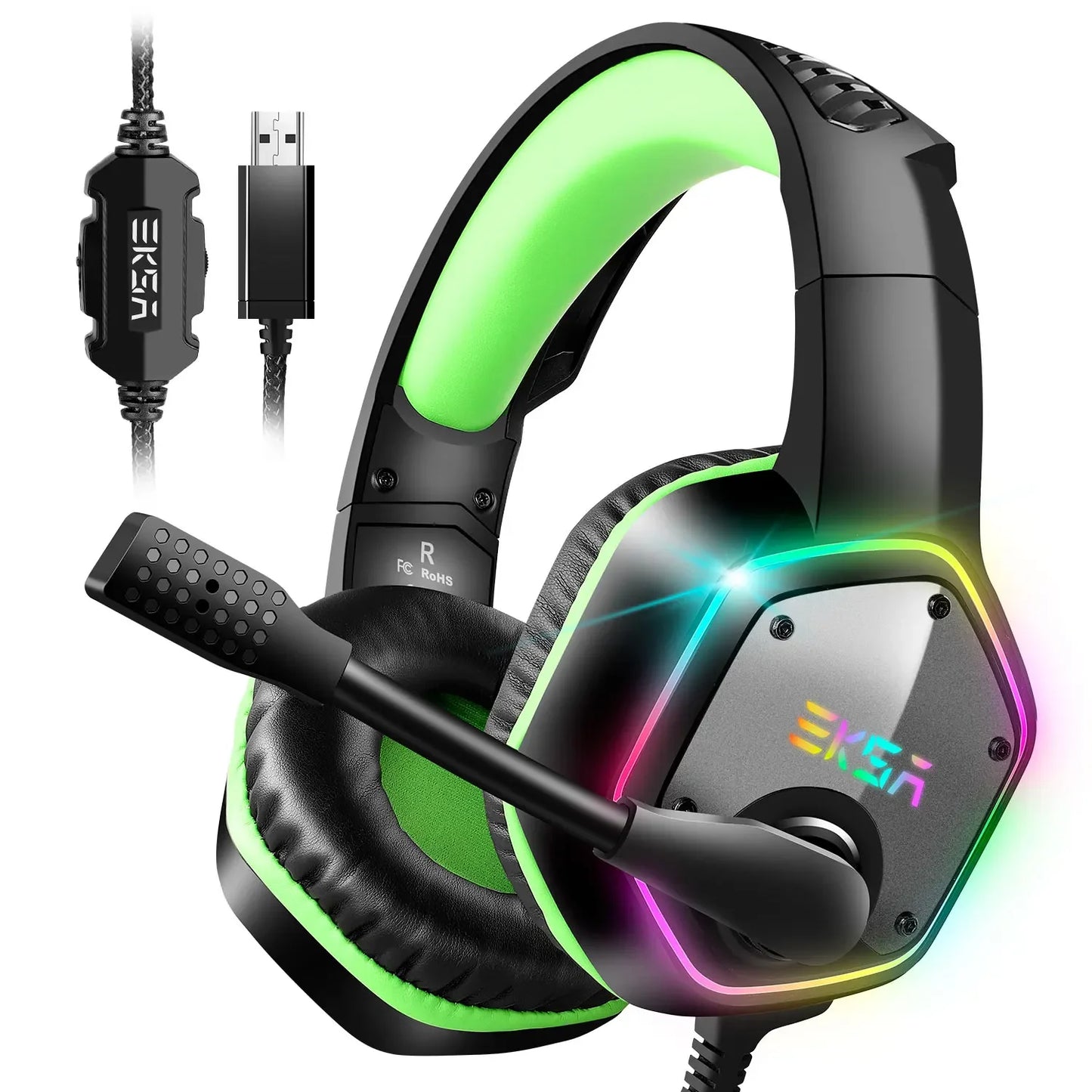 EKSA E1000 Wired Gaming Headphones Esports Headset 7.1 Surround Sound Hyperclear Cardioid Mic For PS4 PS5 Xbox Laptop