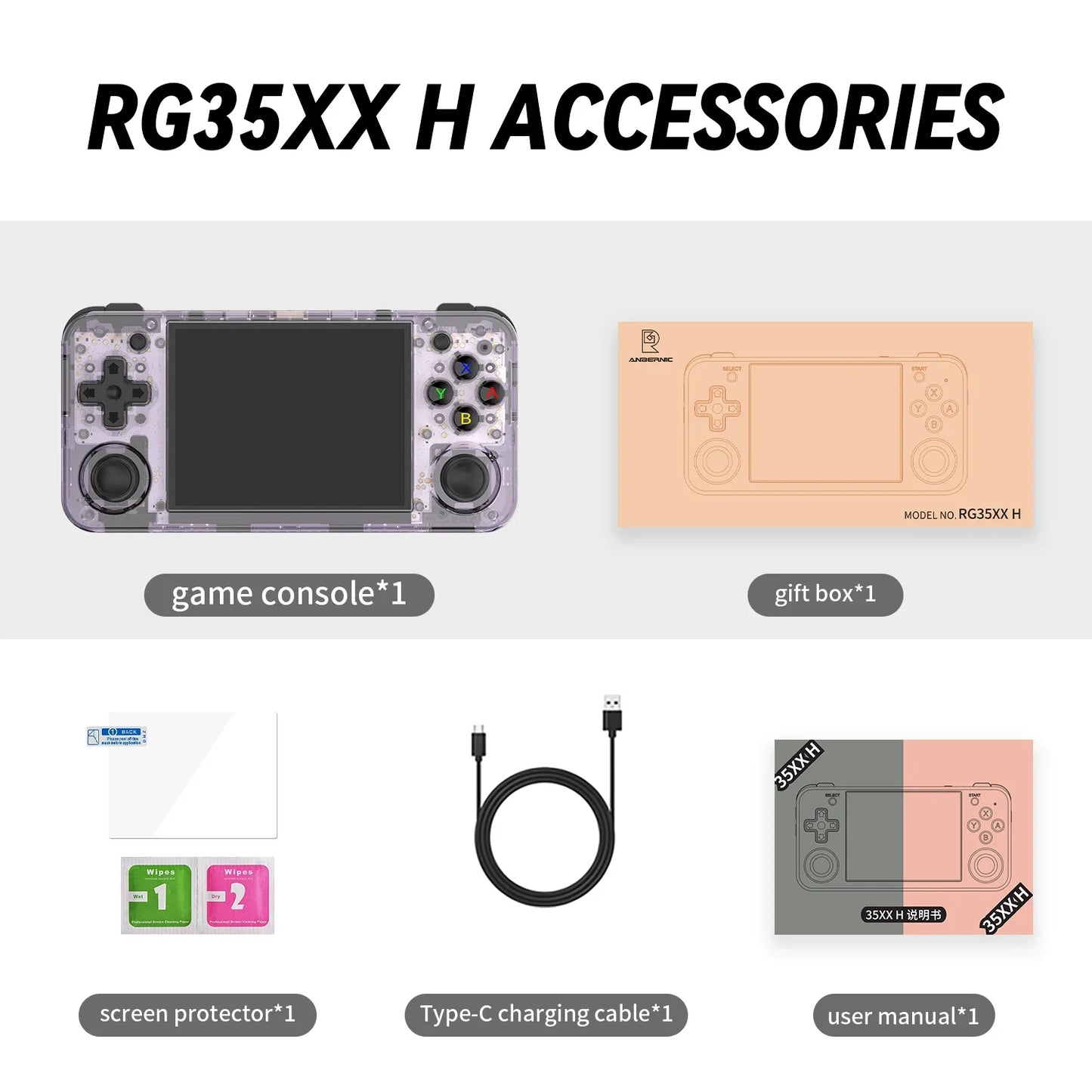 ANBERNIC RG35XX H Retro Handheld Game Console Video Player 3.5Inch IPS Screen Game Console Bluetooth Anbernic Console Mens Gift