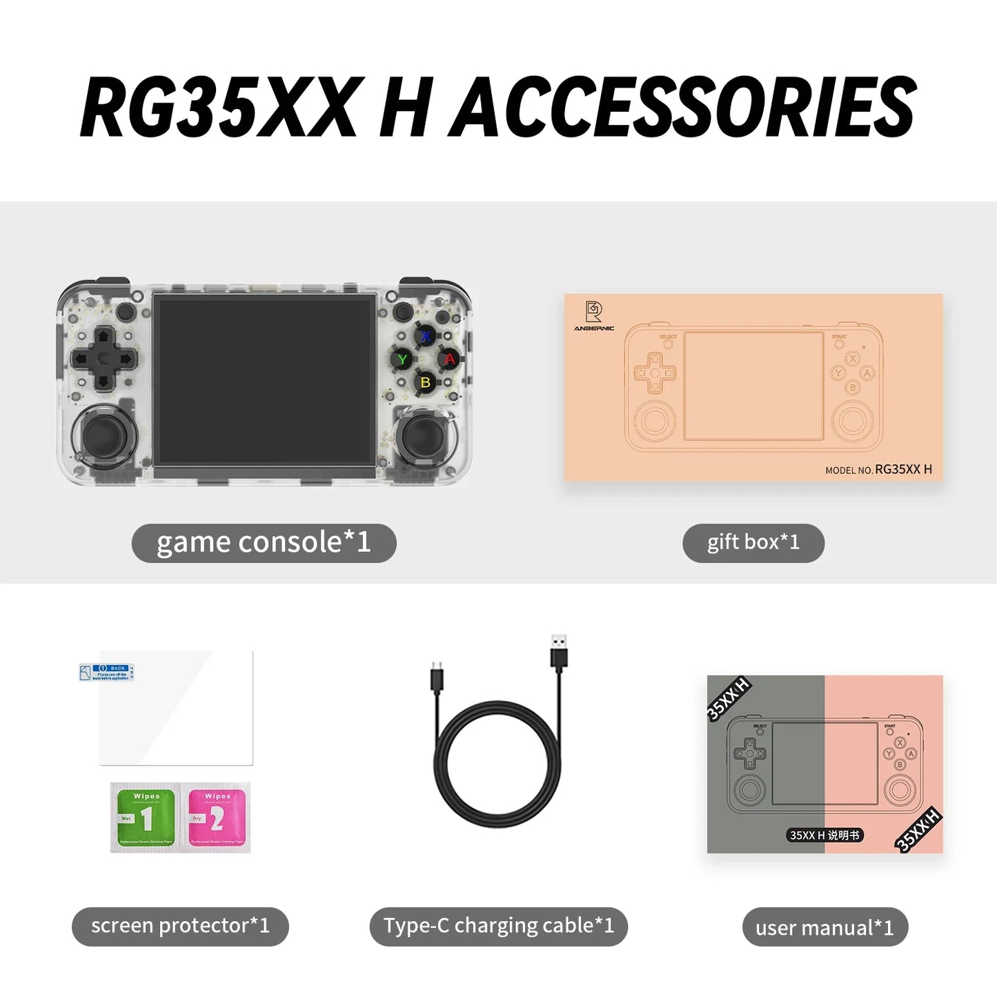 ANBERNIC RG35XX H Retro Handheld Game Console Video Player 3.5Inch IPS Screen Game Console Bluetooth Anbernic Console Mens Gift