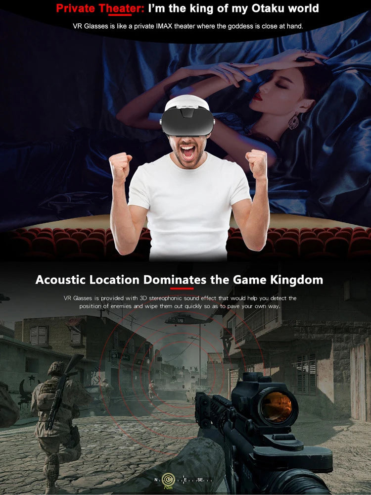 Virtual Reality 3D VR Glasses Headset Phone Viar Device Helmet Lenses Goggles Smart Smartphones Headphone Controller Mobile Game