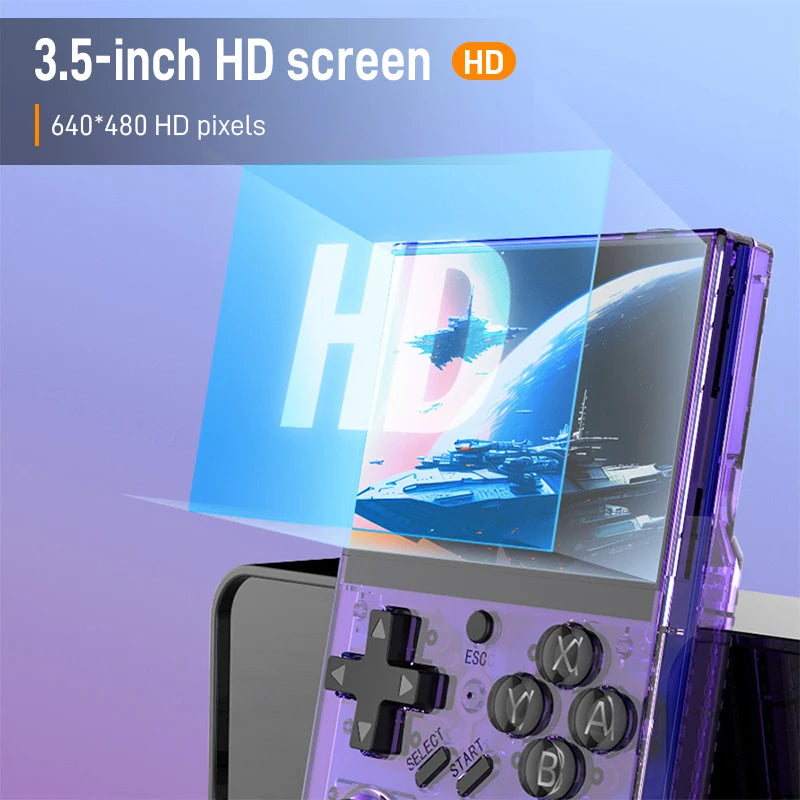 2025 New R35Plus Retro Handheld Game Console 3.5 Inch HD Video Game Console Linux System 64GB Portable Pocket Video Player