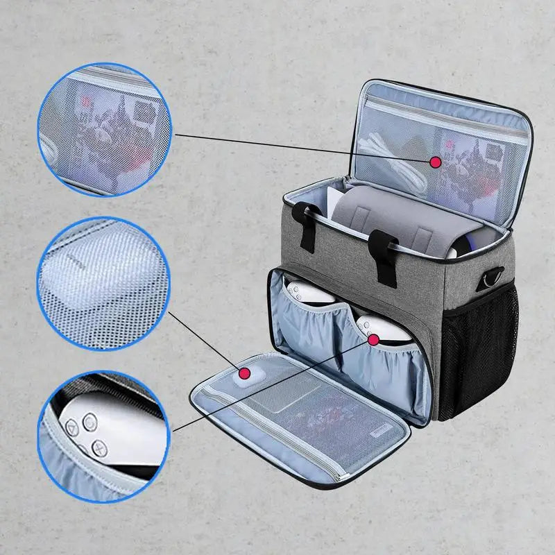 Game Console Bag For PS5 Controller Travel Carrying Case Storage Backpack Hard Shell Protective Handbag With Multiple Pockets