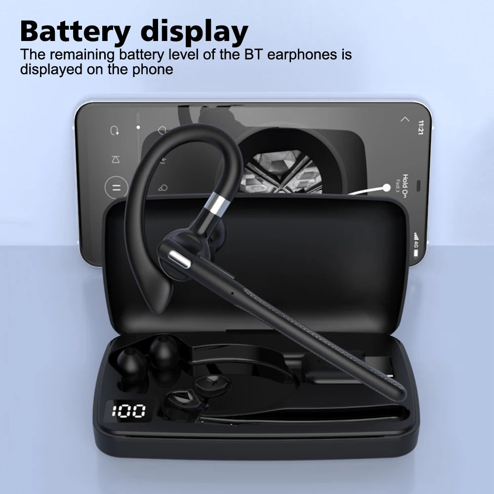 Bluetooth Earphones Hanging Ear Wireless Headphones Hands-free ENC Noise Reduction Driving Headset Single Ear Business Headset