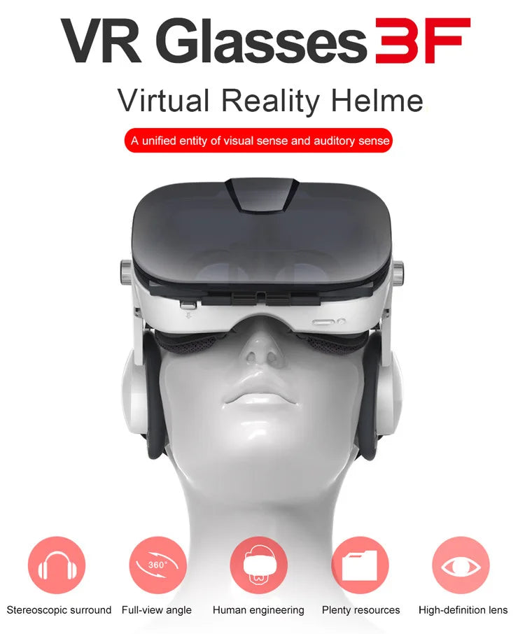 Virtual Reality 3D VR Glasses Headset Phone Viar Device Helmet Lenses Goggles Smart Smartphones Headphone Controller Mobile Game