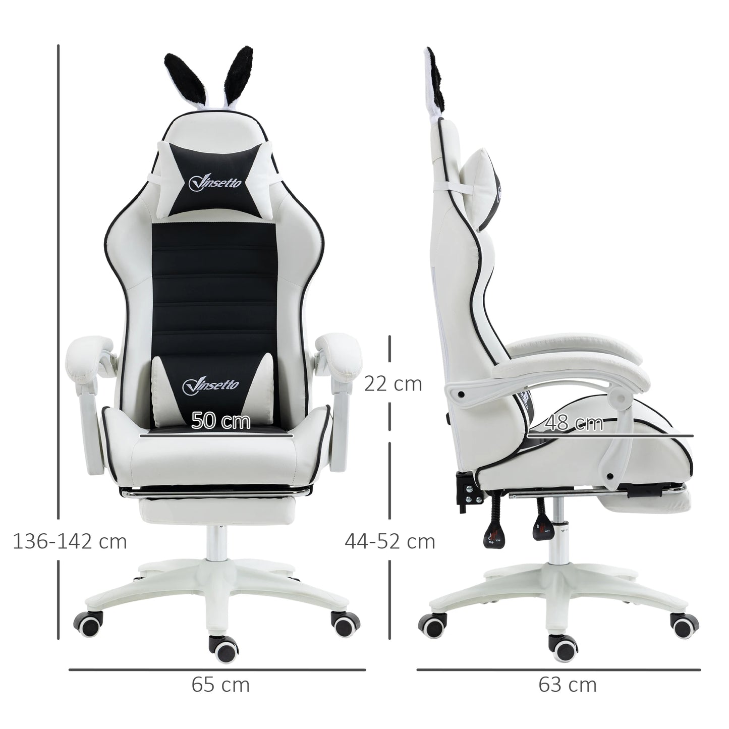 Vinsetto Swivel Pu Leather Gaming Chair with Adjustable Height 65X63X136-142Cm