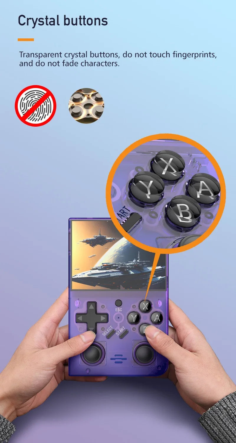2025 New R35Plus Retro Handheld Game Console 3.5 Inch HD Video Game Console Linux System 64GB Portable Pocket Video Player