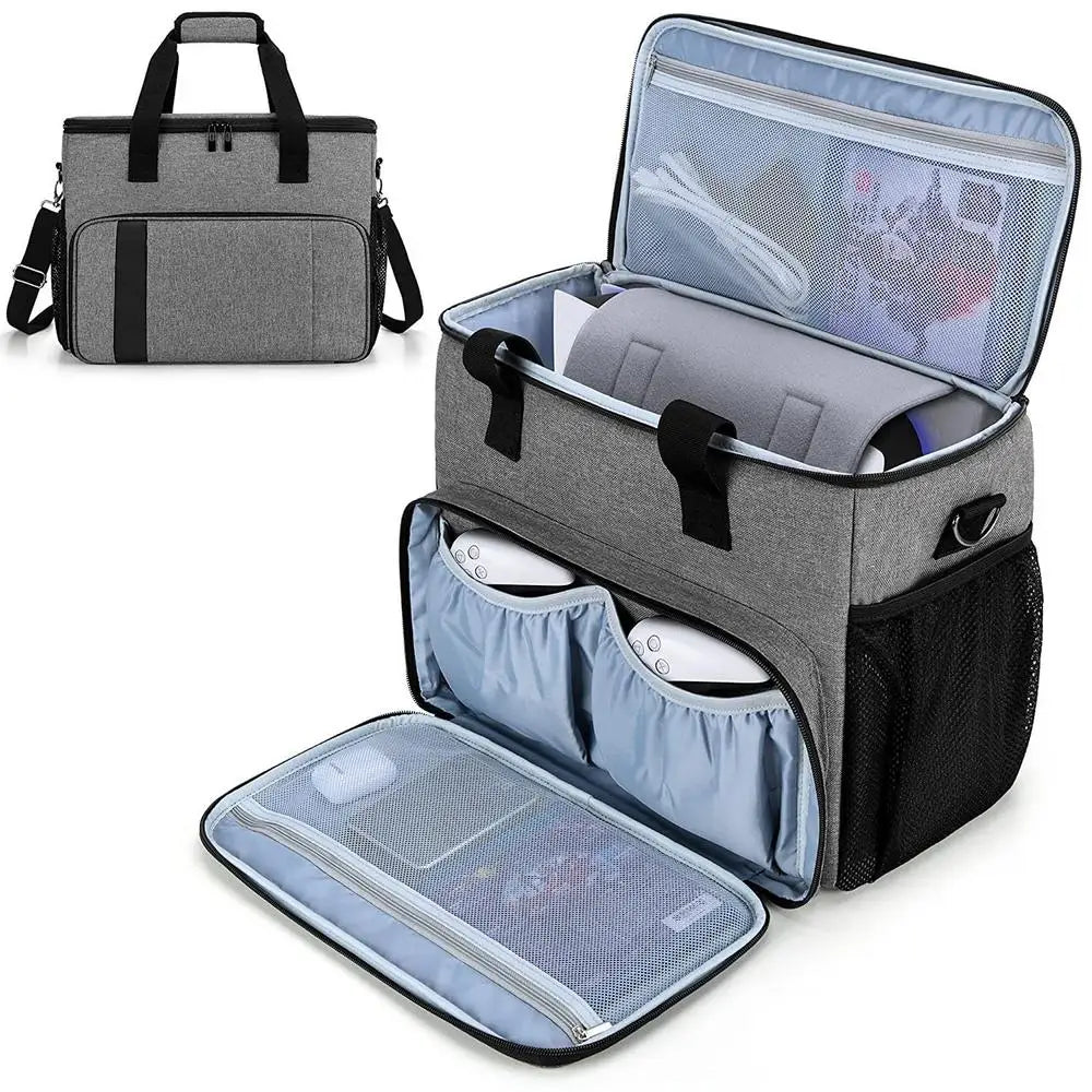 Game Console Bag For PS5 Controller Travel Carrying Case Storage Backpack Hard Shell Protective Handbag With Multiple Pockets