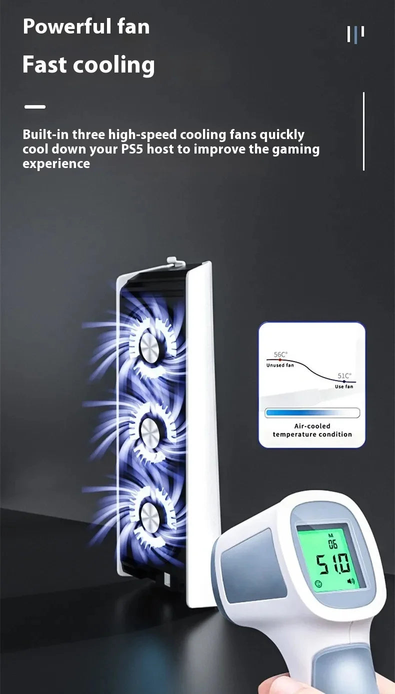 Ps5 Console Cooling Fan Gaming Console Temperature Control Cooling Heatsink Rear Cooling Quietly Speed Easy Use For Ps5 Pro