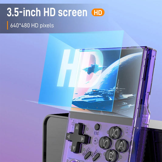 2025 New R35Plus Retro Handheld Game Console 3.5 Inch HD Video Game Console Linux System 64GB Portable Pocket Video Player