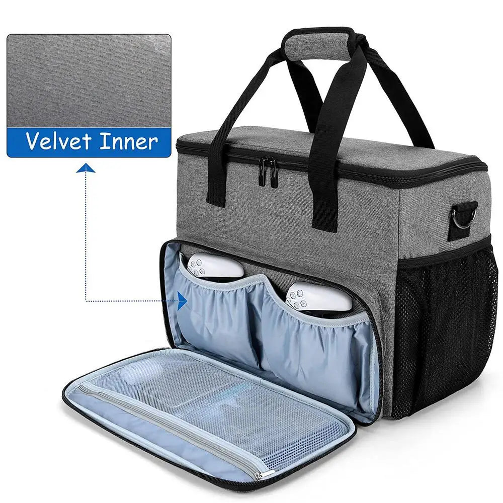 Game Console Bag For PS5 Controller Travel Carrying Case Storage Backpack Hard Shell Protective Handbag With Multiple Pockets